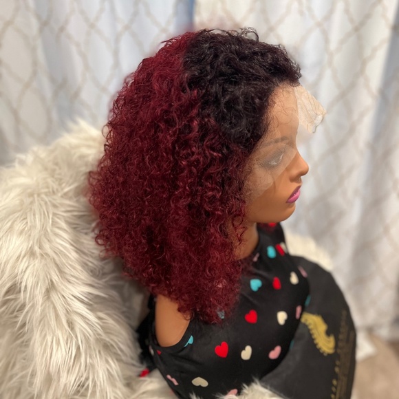 Human hairblack /burgundy lace wig 13x6